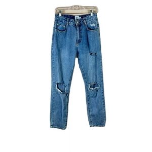 PRINCESS POLLY size 4 high rise distressed straight leg boyfriend denim jeans